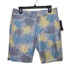 NWT Travis Mathew agave print golf / board shorts - blue yellow - 30